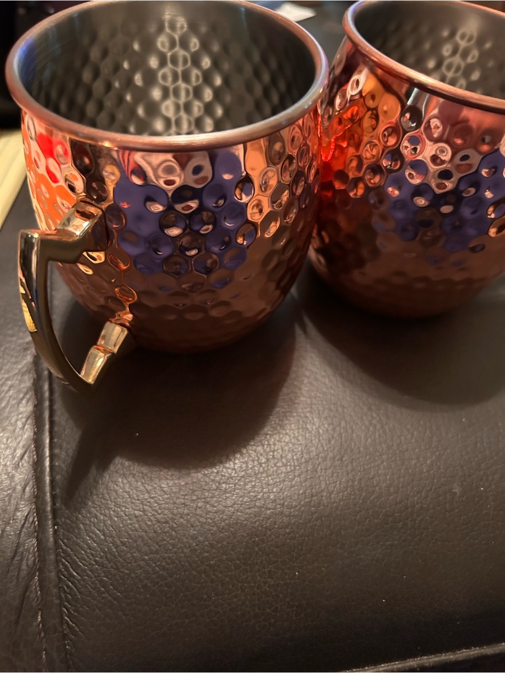 Hammered Copper-Tone Moscow Mule Mug Set - Shiny Copper Finish x 2